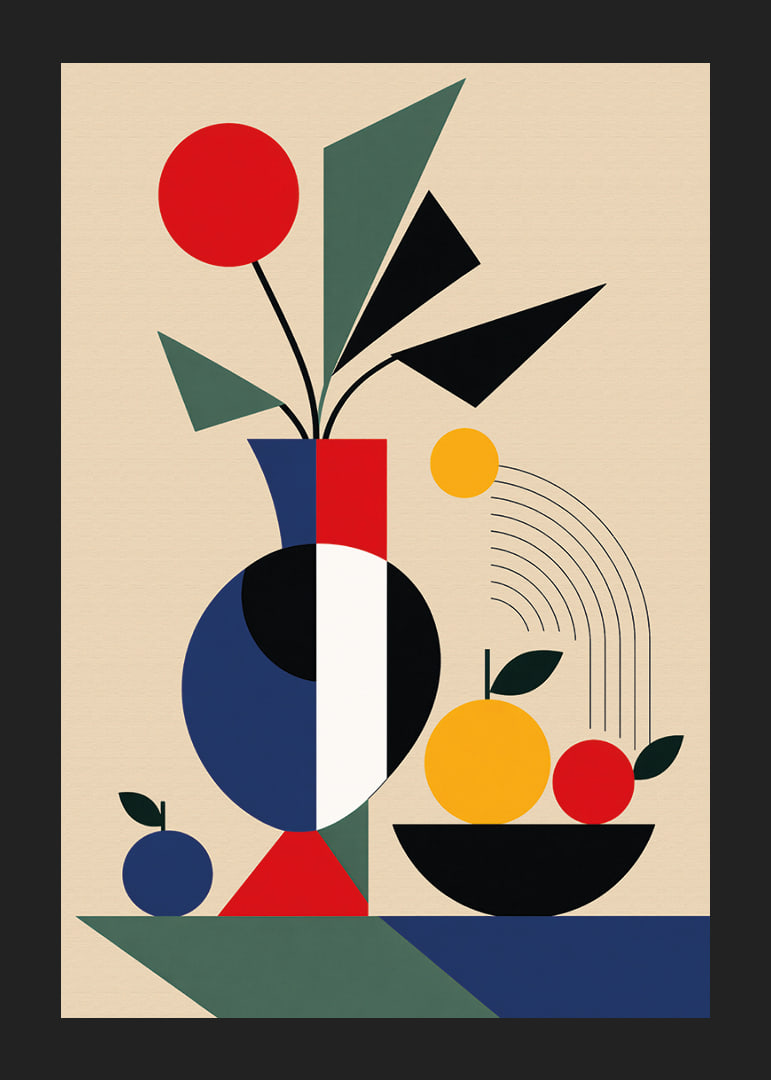 Vibrant composition of color and shape in balanced harmony.-12
