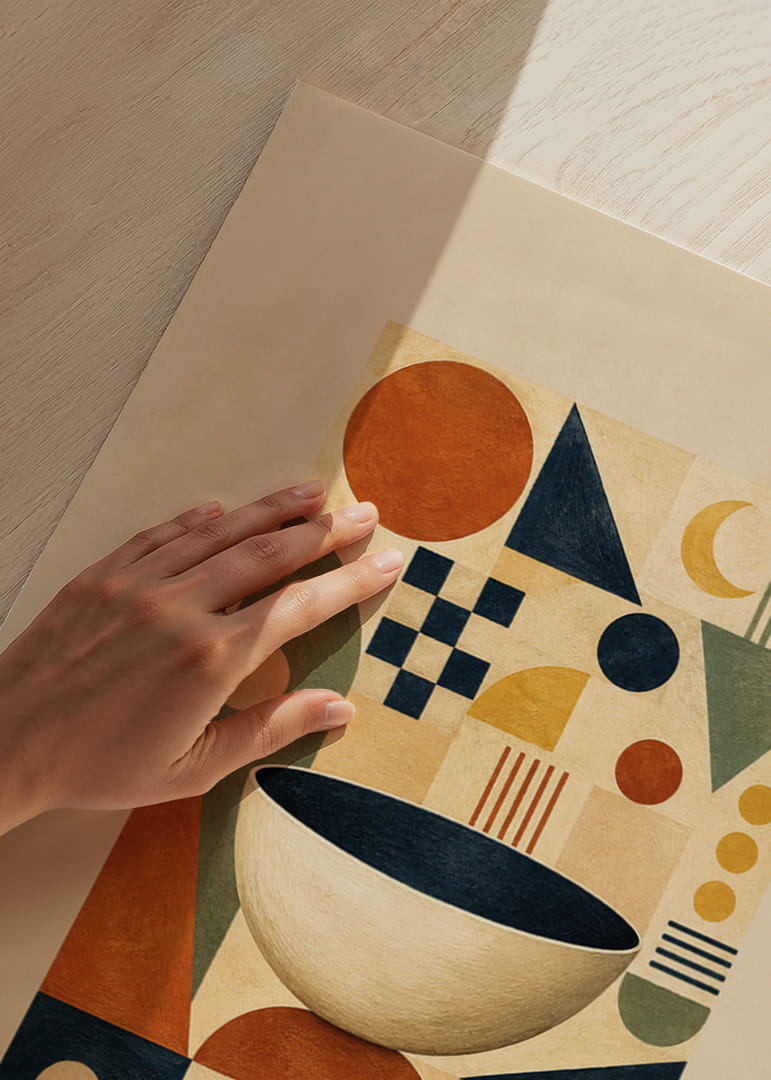 Boeiend geometrisch ontwerp met harmonieuze kleuren.-12