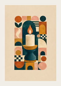 A stylish poster with harmonious geometric shapes and a luminous flame.-3