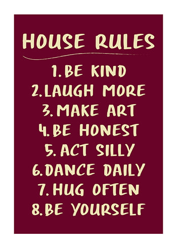 Plakat House Rules Burgundy