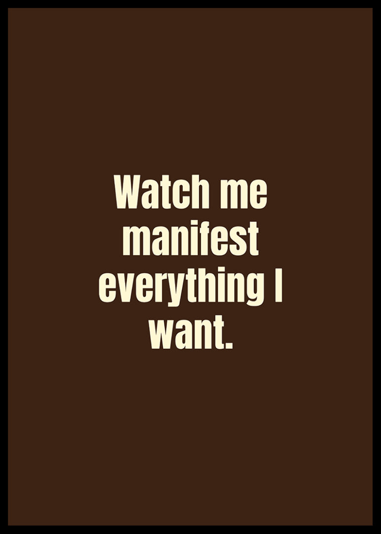 Typographic poster with a confident manifestation quote in a warm retro style.-12