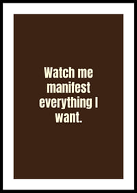 Typographic poster with a confident manifestation quote in a warm retro style.-0
