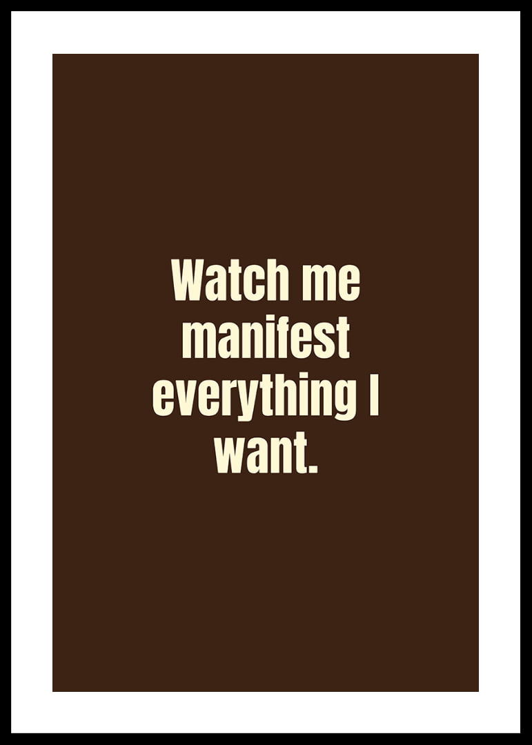 Typographic poster with a confident manifestation quote in a warm retro style.-12