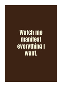 Typographic poster with a confident manifestation quote in a warm retro style.-1