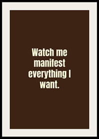 Typographic poster with a confident manifestation quote in a warm retro style.-2