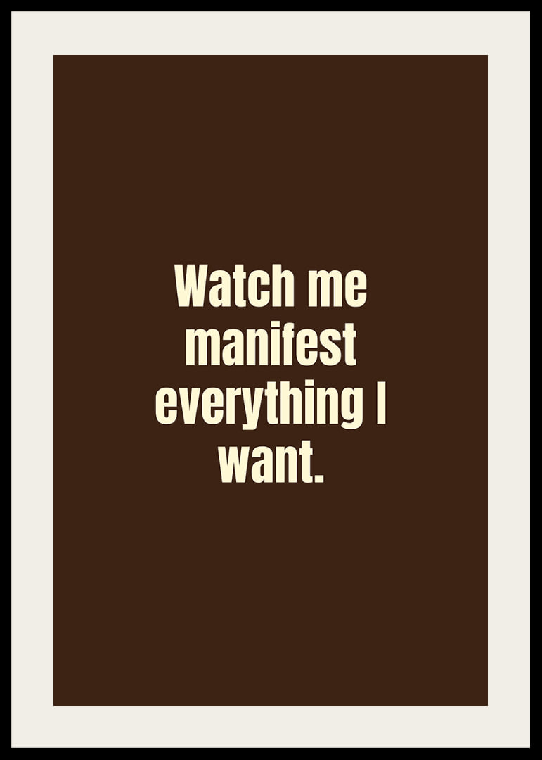 Typographic poster with a confident manifestation quote in a warm retro style.-12