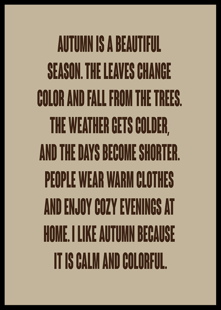Typographic autumn poster with warm words about leaves, peace and cozy evenings.-12