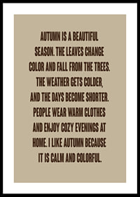 Typographic autumn poster with warm words about leaves, peace and cozy evenings.-0