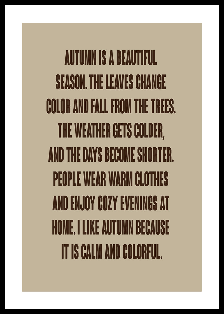 Typographic autumn poster with warm words about leaves, peace and cozy evenings.-12