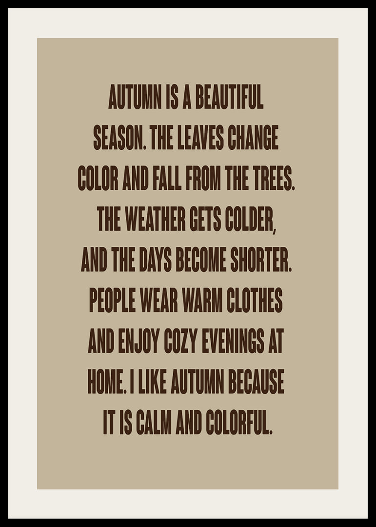Typographic autumn poster with warm words about leaves, peace and cozy evenings.-12