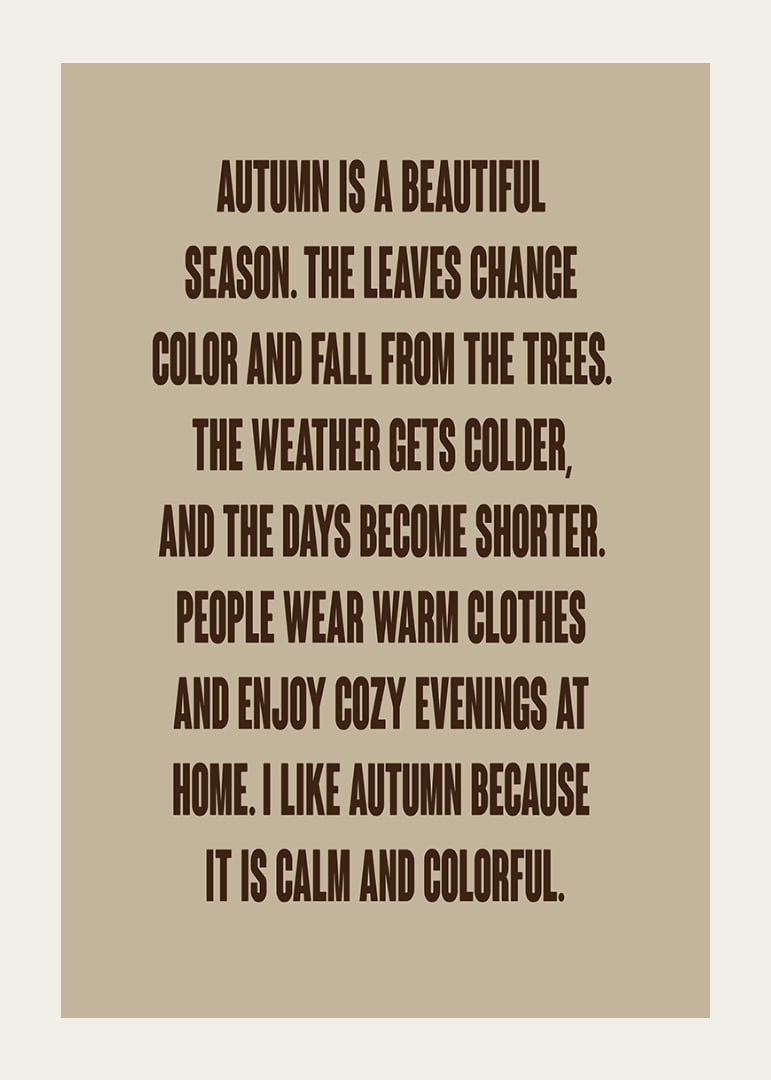 Typographic autumn poster with warm words about leaves, peace and cozy evenings.-12
