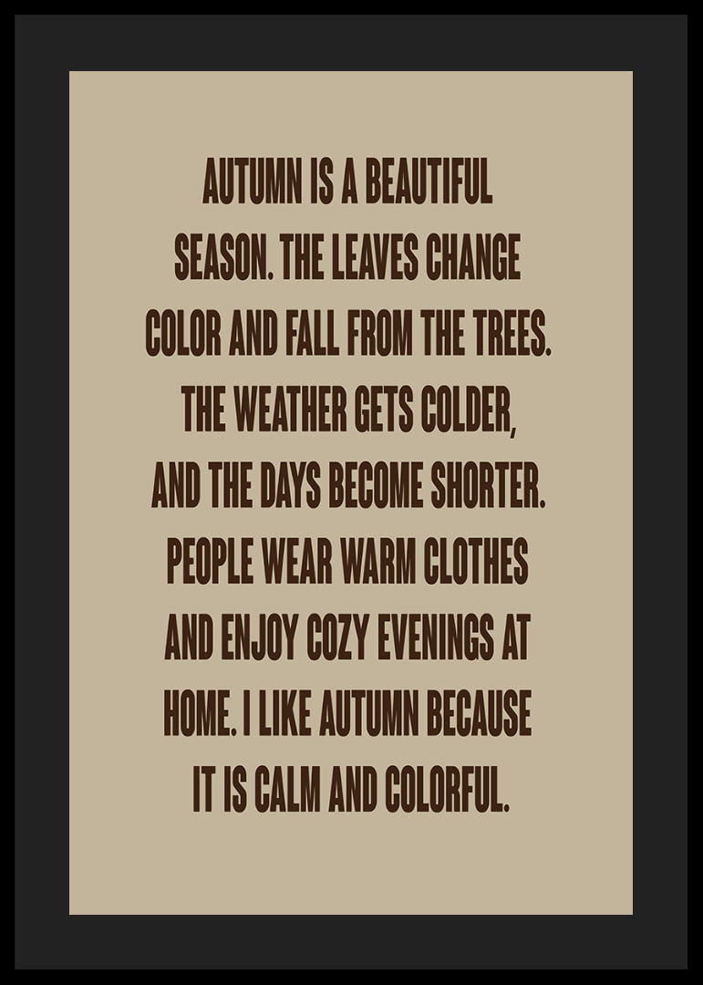 Typographic autumn poster with warm words about leaves, peace and cozy evenings.-12
