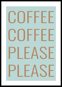 Typographic poster with coffee message in warm copper tones against soft mint green.-0