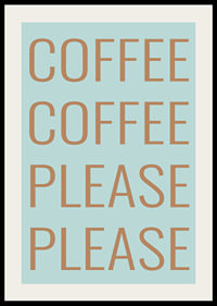 Typographic poster with coffee message in warm copper tones against soft mint green.-2