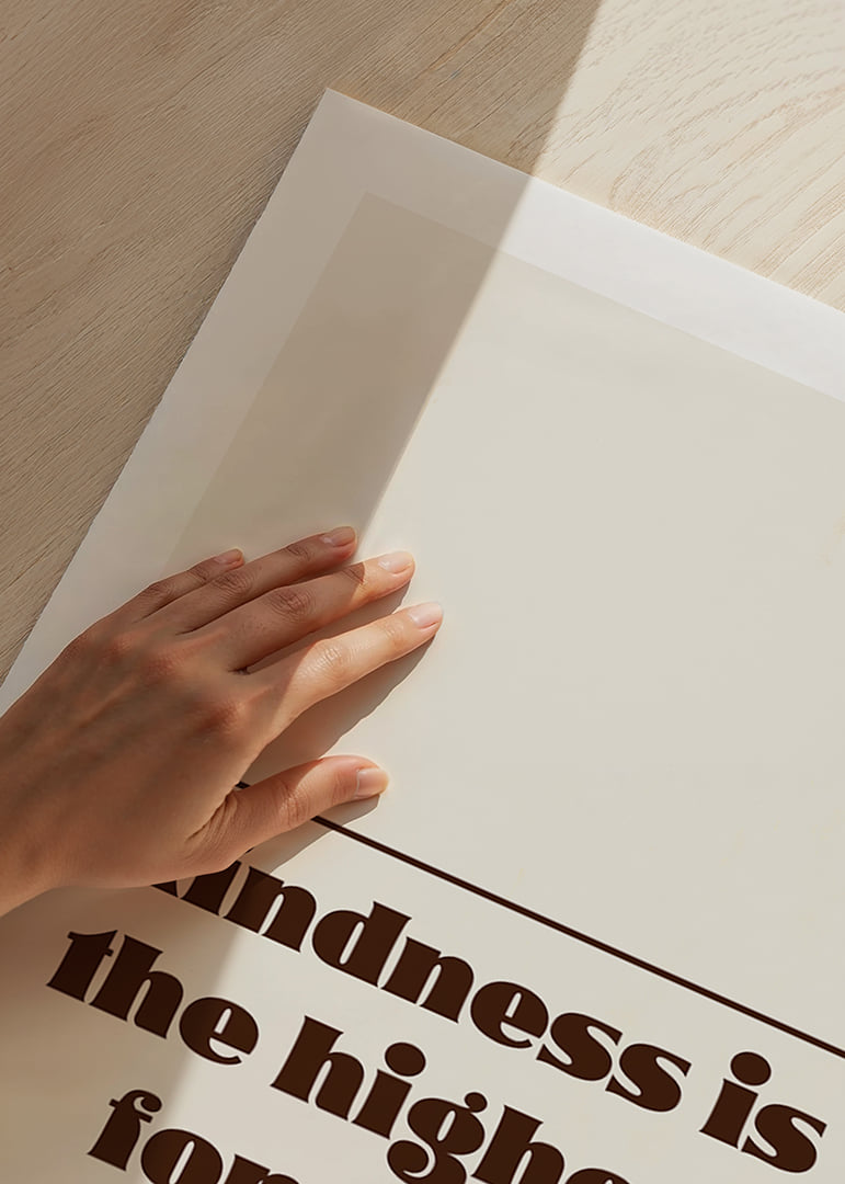 Plakat typograficzny z ciepłym przesłaniem życzliwości i inteligencji.-12