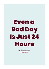 Typographic poster with a hopeful message in burgundy against light blue.-1