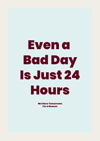 Typographic poster with a hopeful message in burgundy against light blue.-3