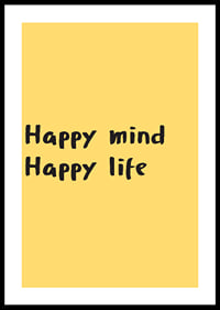 Playful typography poster with the message of a happy mind and life.-0