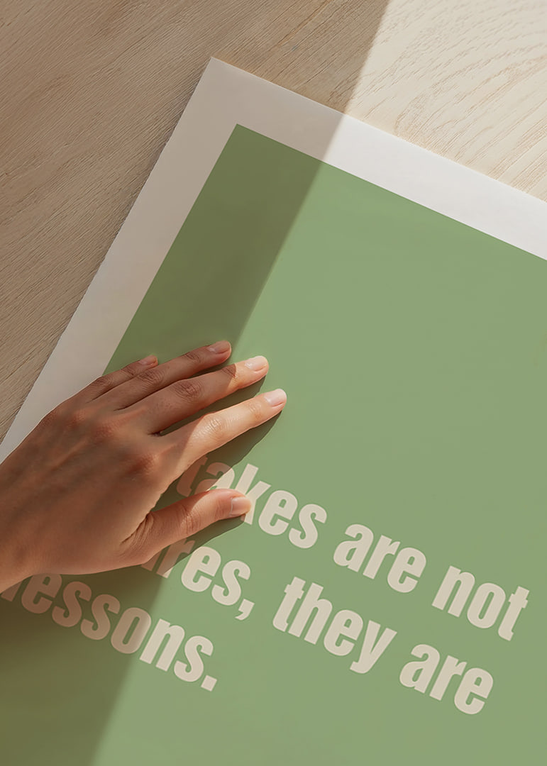 Minimalist text poster in soft green with an encouraging message about learning.-12