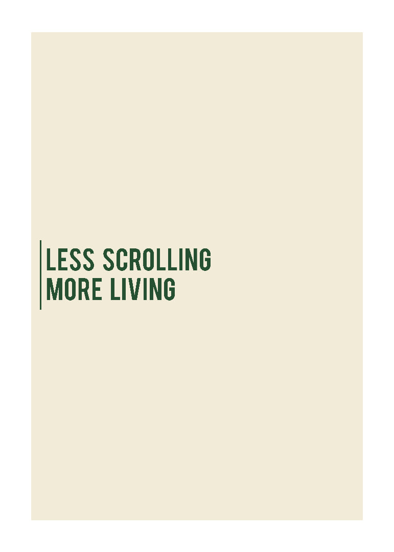 Minimalist typography poster with a calm message about more presence in everyday life.-12