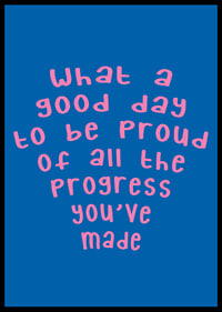 Playful typography poster in pink and blue celebrating your progress.-6