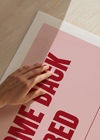 Playful typography poster with a loving call in red on a pink background.-9