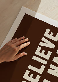 Typographic poster with the message "I BELIEVE IN NAPS" in warm, retro-inspired tones.-9