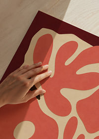 Organic coral red shapes create a warm and playful abstract feel.-3