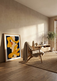 Organic shapes in ochre, black and blue create a warm, modern rhythm.-8