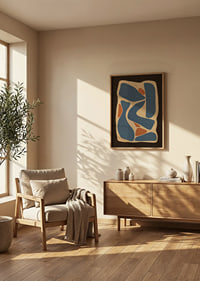 Organic blue and rust red shapes create a warm, modern harmony.-2