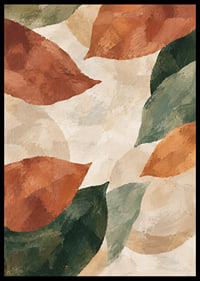 Abstract organic shapes in terracotta and green create a warm, earthy feel.-6