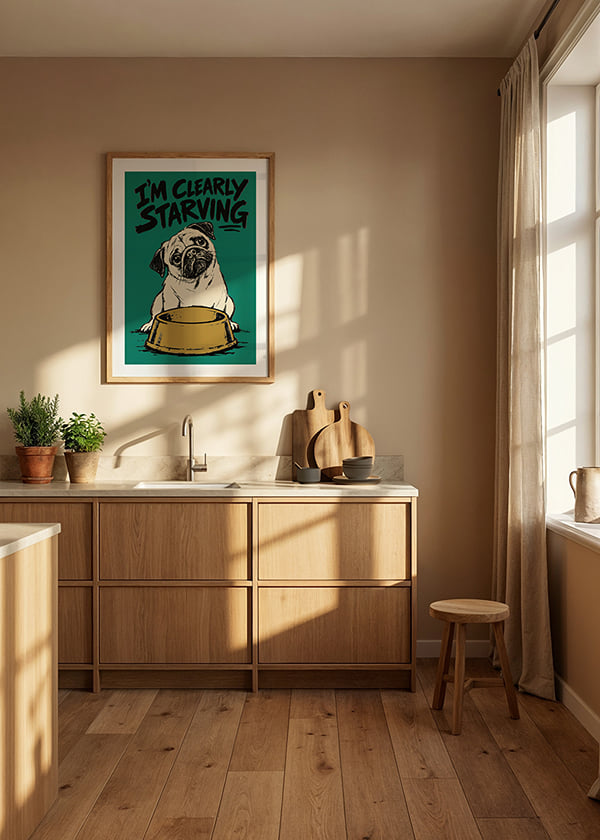 Poster Clearly Starving Pug crossfade