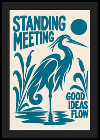 Graphic heron by the reeds with a playful message about ideas and meetings.-4