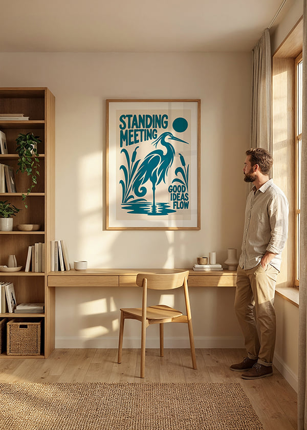 Poster Standing Meeting Heron crossfade