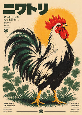 Plakatas Japanese Rooster Dawn
