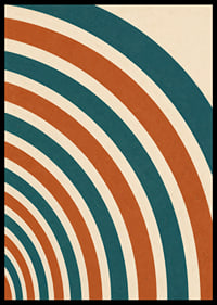 Grafiska bågar i teal, terrakotta och krämvitt skapar en varm retrokänsla.-6