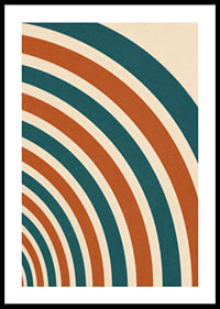 Grafiska bågar i teal, terrakotta och krämvitt skapar en varm retrokänsla.-0