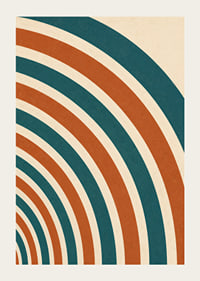 Grafiska bågar i teal, terrakotta och krämvitt skapar en varm retrokänsla.-3