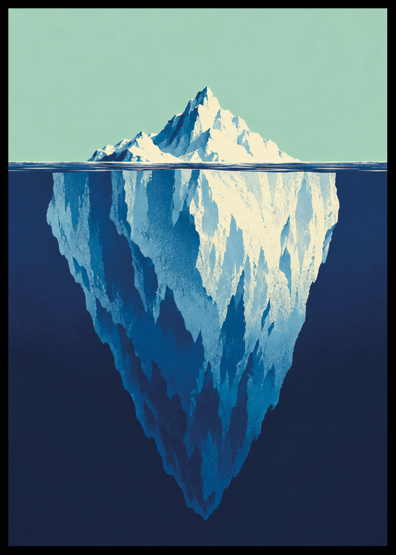 A stylized iceberg poster that captures the depths of the ocean and Arctic stillness.-12