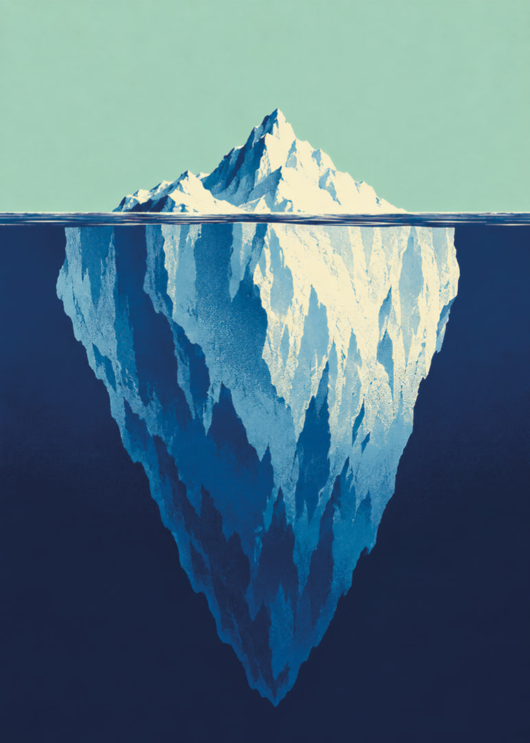 A stylized iceberg poster that captures the depths of the ocean and Arctic stillness.-12