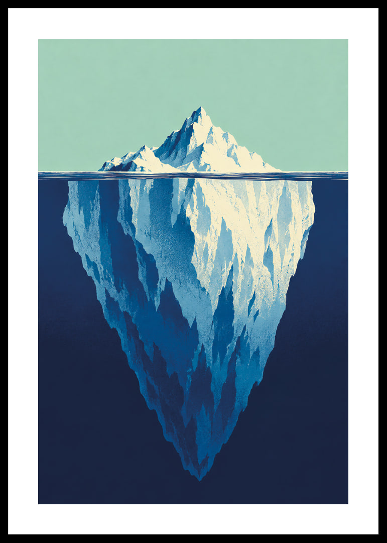 A stylized iceberg poster that captures the depths of the ocean and Arctic stillness.-12
