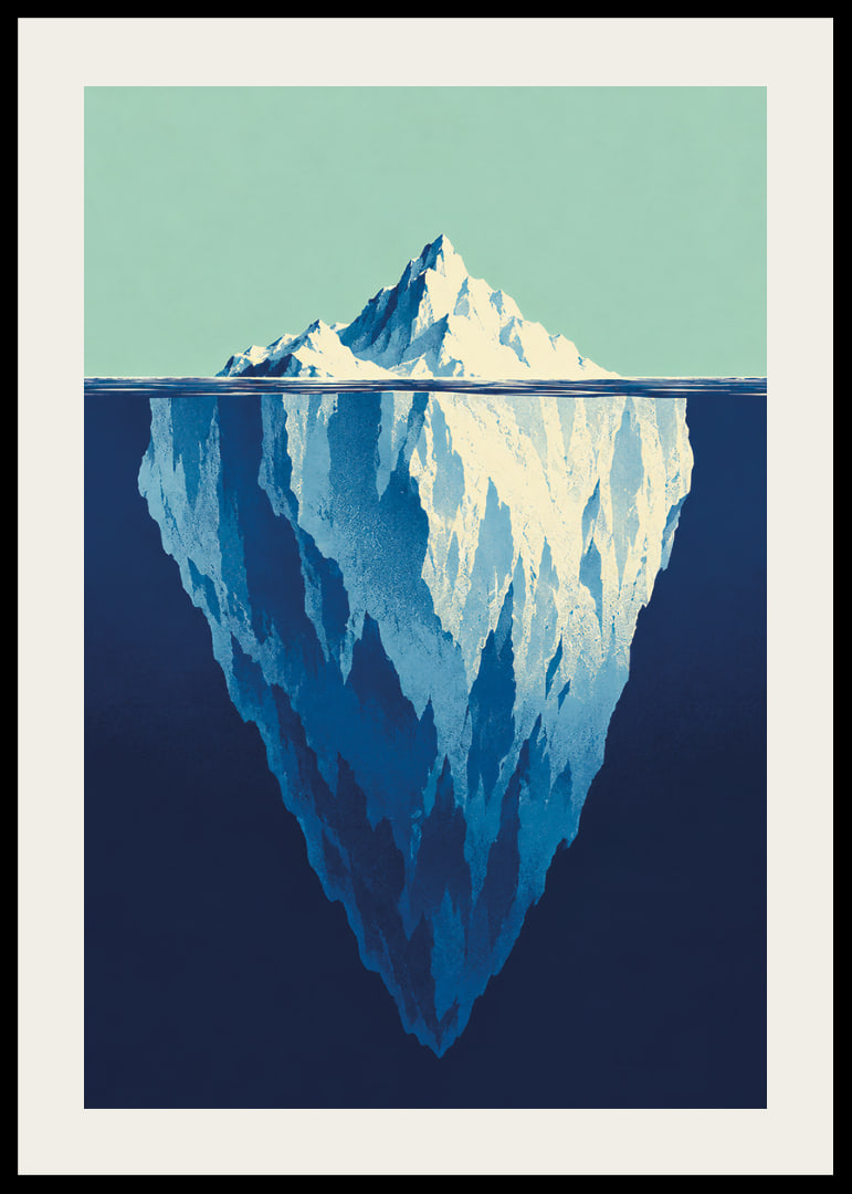 A stylized iceberg poster that captures the depths of the ocean and Arctic stillness.-12
