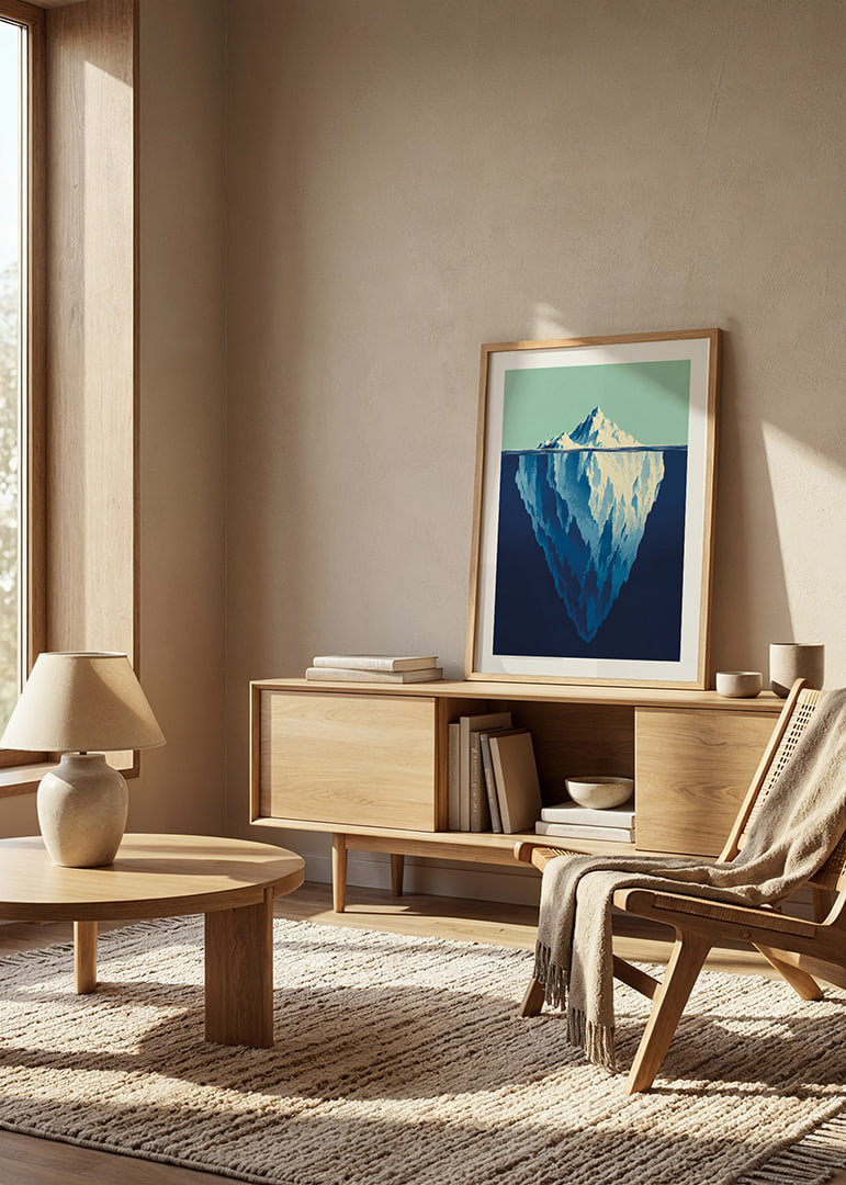 A stylized iceberg poster that captures the depths of the ocean and Arctic stillness.-12