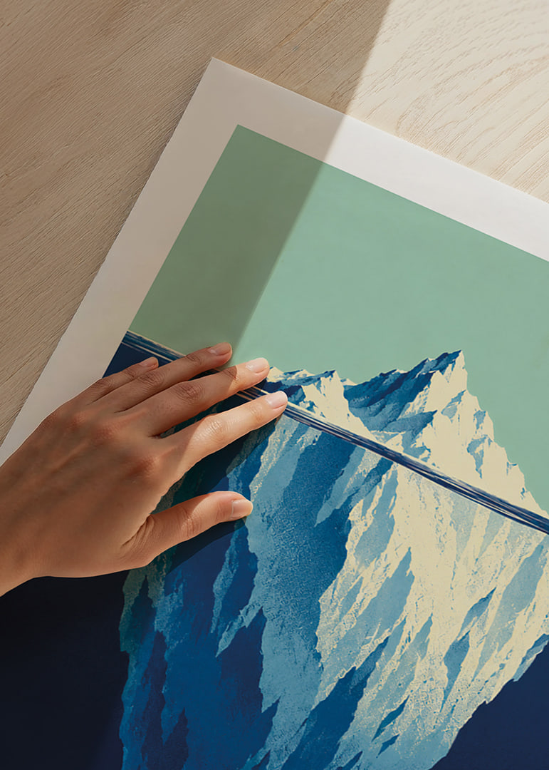 A stylized iceberg poster that captures the depths of the ocean and Arctic stillness.-12