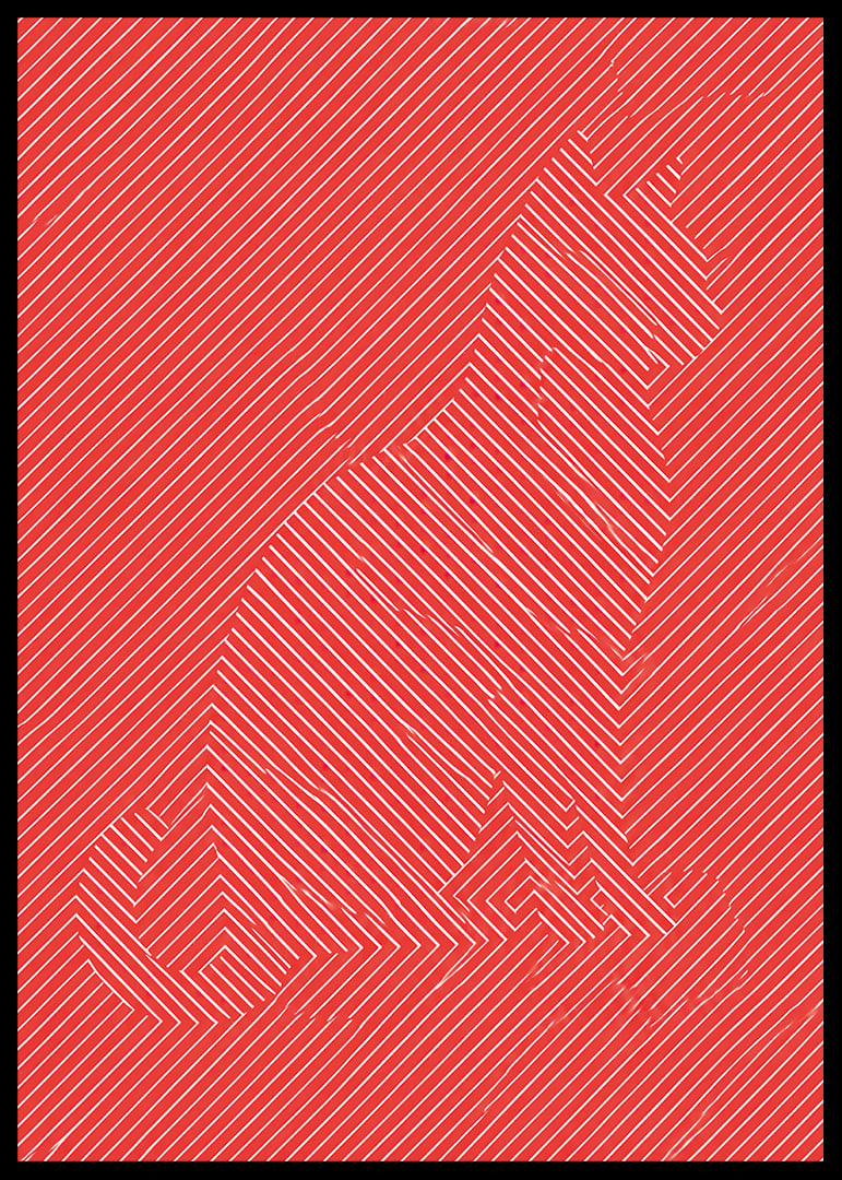 A red graphic sneaker with white lines with an energetic, modern feel.-12