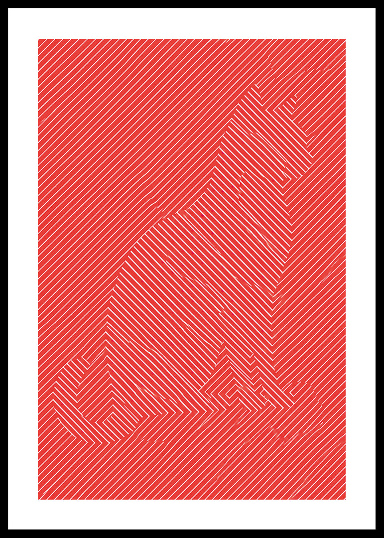 A red graphic sneaker with white lines with an energetic, modern feel.-12