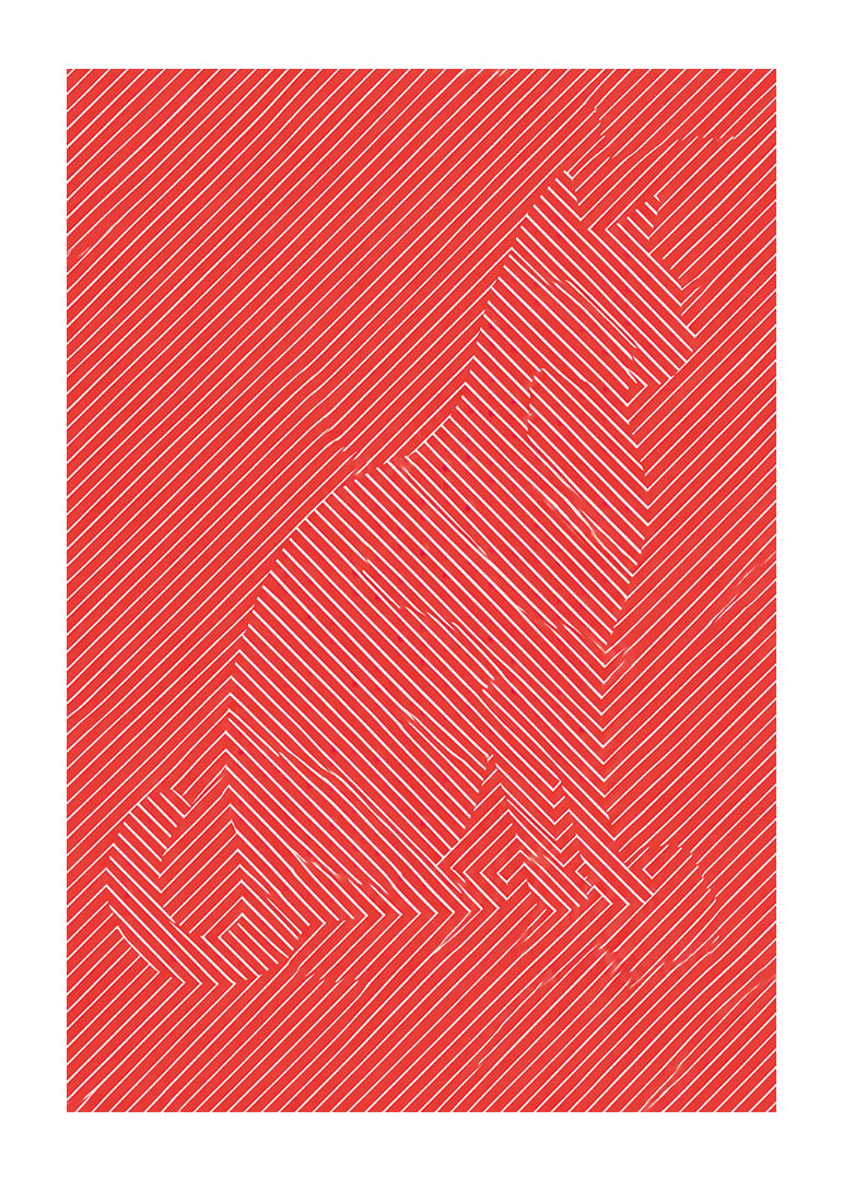 A red graphic sneaker with white lines with an energetic, modern feel.-12