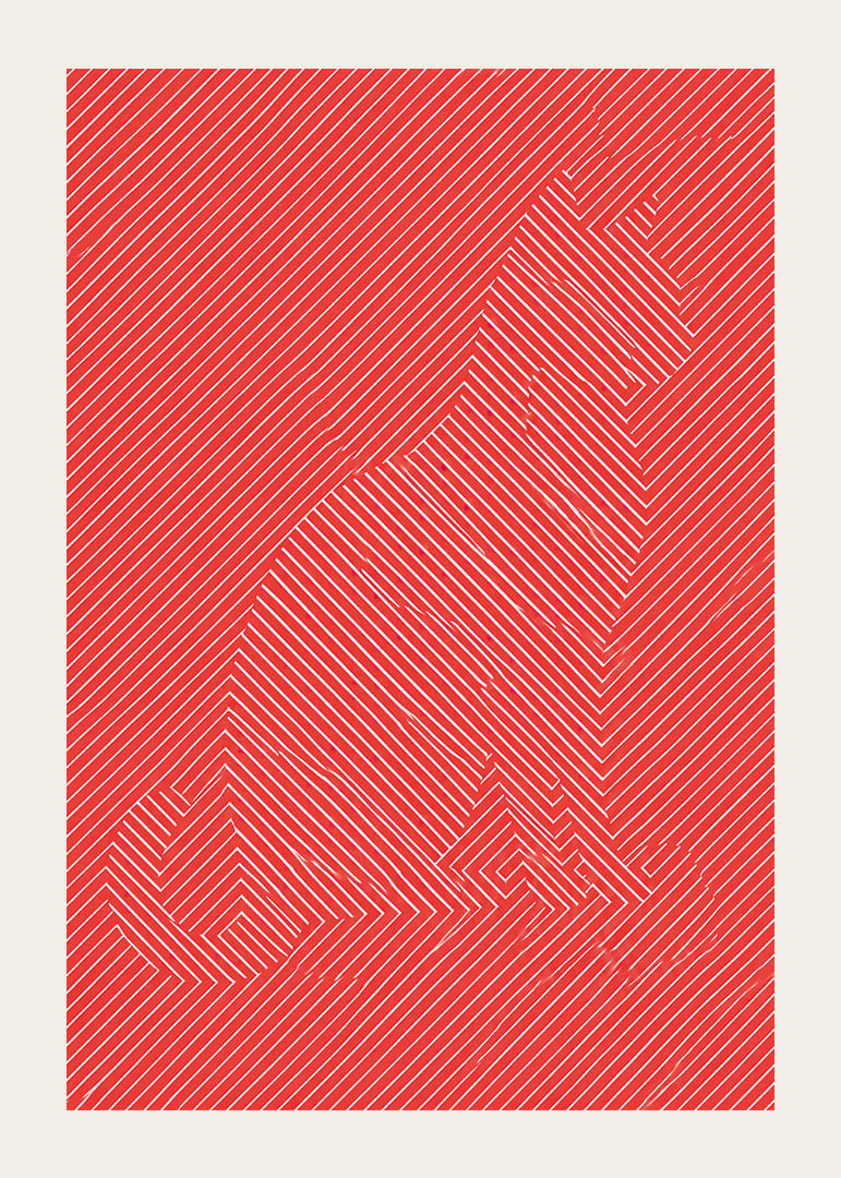 A red graphic sneaker with white lines with an energetic, modern feel.-12