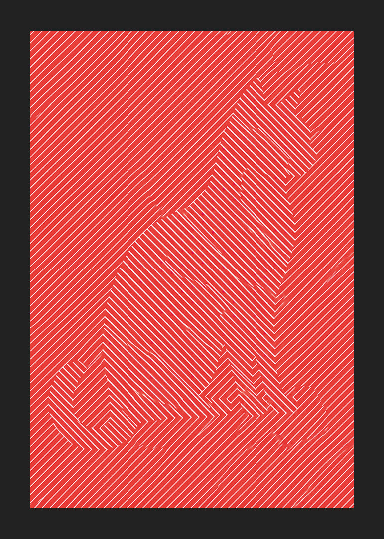A red graphic sneaker with white lines with an energetic, modern feel.-12