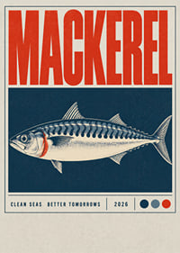Dostojna makrela w stylu plakatu inspirowanego stylem vintage, o morskim charakterze.-1